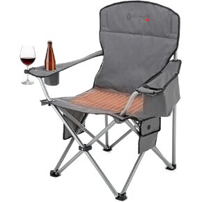 ARROWHEAD OUTDOOR Portable Heated Folding Camping Chair w/ 6-Can Cooler, 3 Heat Settings, Cup & Wine Glass Holder, Heavy-Duty Carrying Bag, Padded Armrests, Battery NOT Included, Supports up to 330lbs