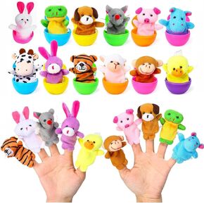 12pcs Easter Eggs Filled with Finger Puppets for Easter Basket Stuffers,Prefilled Easter Egg with Finger Puppets for Easter Egg Fillers,Party Favors,Goodie Bags Fillers, Easter Gift for Kids