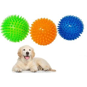 Dog Toy Spiky Balls | KNOBBY 3.5" ( 3 Pack) Squeaky, Squeezy & Bouncy for Medium to Large Dogs