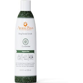 Dogs Facial Scrub - Non-Toxic Tearless Dog Face Wash to Clean Facial Stains and Dirt - Dog Face Cleaner with Organic Cucumber and Aloe Vera - Safe for Dogs and Puppies - 13.5oz