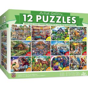 MasterPieces 12 Pack Jigsaw Puzzles for Adults, Family, Or Kids - Artist Gallery 12 Pack Bundle