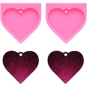 Nifocc Big Heart Shape Silicone Mold Large Love Heart Keychain Charms Epoxy Resin Molds Casting Molds with Hole for DIY Crafts Making - 2 PCS