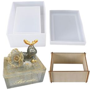 Silicone Tissue Box Resin Mold with Lid Epoxy Resin Casting Mould Tissue Box Cover Napkin Holder DIY Jewelry Trinket Storage Gift Box Craft Supplies Making Home Decoration Gift