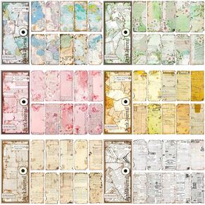 Vintage Antique Scrapbook Paper, 180 Sheets Old Deformed Burnt Journaling Paper Butterfly Floral Map Letter Patterns Scrapbooking Supplies for Junk Journal Collage Planner Craft - 6 Styles in Kuwait