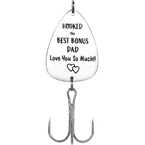 Step Dad Gifts Fathers Day Present Hooked The Best Bonus Dad Love You So Much Fishing Lure Gifts for Stepfather Bonus Dad Thanksgiving Christmas Birthday Gifts Step Dad Gifts from Daughter Son