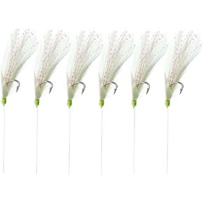 Ocean CAT 10Packs 6 Hook/Set Bait Rigs Saltwater, Saltwater Fishing Bait Rigs, White Feather Fishskin String Hook Saltwater Glow Fishing Beads High Carbon Hooks for Freshwater