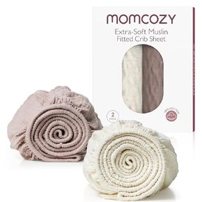 Momcozy ملاءة سرير ملائمة من الموسلين، عبوتان من القطن الطبيعي الناعم المسامي مقاس 91.44 سم × 66.04 سم، ملاءة مرتبة للأطفال، تغليف مرتبة 360 درجة مانعة للانزلاق للأولاد والبنات، ملاءة سرير محايدة للأطفال الصغار، مقاس متوسط، بيج أحمر داكن in Kuwait