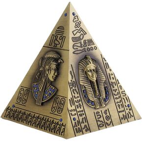 PROW® Bronze Metal Creative Pyramid Metal Figurine Piggy Bank Home Decorations Kids Birthday Travel Souvenir