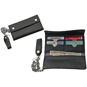 Szco Supplies Bi-Fold Biker Wallet, 8x4-Inch, black