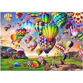 HUADADA Jigsaw Puzzles for Adults 1000 Pieces, Hot Air Balloon Interlock Perfectly Letter on Back No Dust, Home Decor Birthday Party Gift Toy for Men Women Elders Seniors (27.5"x19.6"), 1:1 Poster