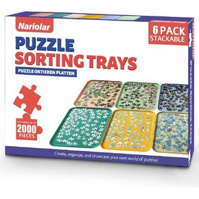 12" x 8.7" Puzzle Sorting Trays Stackable, 6 Pack Puzzle Sorter for Sorting 1000/1500/2000 Puzzle Pieces