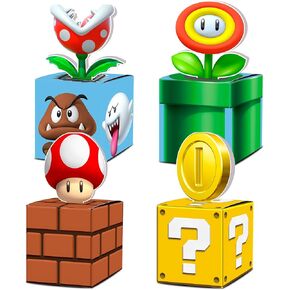 Video Game Party Goody Treat Boxes, 8 Pcs Birthday Party Supplies, 5x5x5 Inches Brick Block Candy Gift Boxes for Kids Party Favor Party Table Decorations