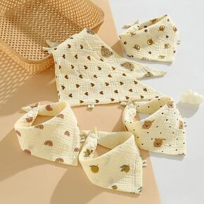 Baby Bibs or Bandana Bibs, 100% Organic Cotton, Pack of 5, Unisex, Soft, Washable, Sustainable. CPC CERTIFICATION
