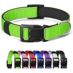 Reflective Dog Collar Padded with Soft Neoprene Breathable Quick Release Basic Dog Collars for Medium Large Dogs Black Boy Girl