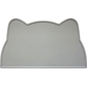 ScivoKaval Cat Food Mat Silicone Pet Feeding Mat Placemat for Floor Waterproof Dog Water Bowl Tray with Raised Edge Non-Slip Design to Prevent Food Spills and Water Runoff Grey