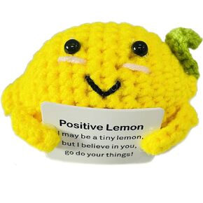 Thcbme Funny Mini Positive Potato,3 Inch Cute Crochet Doll with Positive Card,Soft Wool Knitting Toy Decoration Encouragement Support for Birthday Gifts Room Decor (A-apples-1PCS)