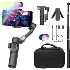 مثبت انحراف للهاتف من AOCHUAN لهواتف iPhone 15 Pro Max Android مع قضيب تمديد ثلاثي المحاور للهاتف مع تركيز متابعة لمدونات الفيديو TikTok YouTube(Smart XE Combo1)
