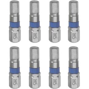 HARFINGTON 8pcs H5 Hex Screwdriver Bit 5mm 1/4" Hex Shank 1" Length S2 Steel Magnetic Power Drill Bits