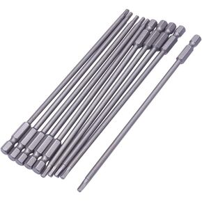 Auniwaig 10Pcs Hex Head Allen Wrench Drill Bit, 1/4 Inch Hex Shank Metric S2 Steel Hex Bit, H3 Magnetic Tips, 150mm/6" Long Screwdriver Bit Perfect for Production Workshop