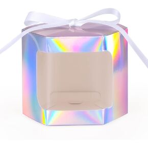 SZYCHEN 24 gift boxes with display windows, hexagonal paper boxes with lids, suitable for gift giving, crafting, cakes, candy boxes, wedding party birthday gift boxes