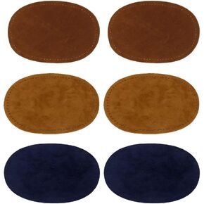 Sew On Knee Patches, 3 Pairs Oval Elbow Suede Sweater Trousers Repair Patches Craft Supply Sewing Appliques (Black+Grey+Camel)