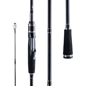 Goture 2-Piece Spinning Fishing Rod 24 Ton Carbon Fiber 6’6" Portable Travel Fishing Pole Boat Fishing Pole with Extra Tip Section, Medium Baitcaster Rod for Bass Fishing Trout Fishing Crappie Fishing
