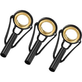 3 Pack Fishing Rod Tips Repair Kit - Stainless Steel Ring Guide Replacement, Corrosion-Resistant, Apply to Fishing Rod (3.4mm Tube Dia, Black)