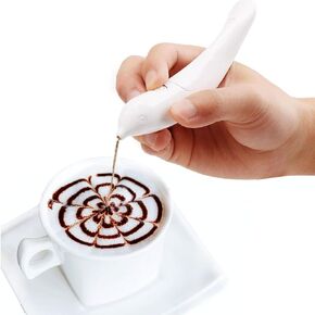Spice Pen for Electrical Coffee Art for Latter &Food,DIY a Variety of Special Creative Pattern with All Natural Materials-Coffee Grounds, Cocoa Powder, Ground Sugar (White)