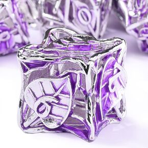 AUSTOR Metal DND Dice Set 7 Pieces Leaf DND Dice Hollow Polyhedral Dice D20 D12 D10 D% D8 D6 D4 Metal Dice with Metal Box for Dungeons & Dragons RPG Board Games (Antique Bronze)