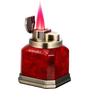 Ambrogio.L Quad Torch Lighter Tabletop Refillable Butane Gas Red Flame Cigar Cigarette Lighter for Birthday Christmas Men