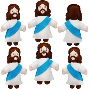 Shappy Mini Jesus Toy He Lives He is Risen Christian Religious Figure Religious Stuffed Toys Religious Savior Jesus Stuffed Plush Toys Gifts Plush for Christening Religious Easter(6 Pcs)