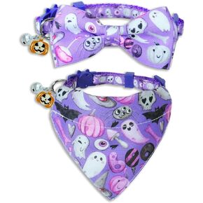 طوق القطط للهالوين مع ربطة عنق وأجراس، شبح العطلة والقطط اليقطين مع سحر للأولاد والبنات الذكور والإناث والقطط الصغيرة in Kuwait