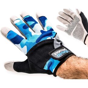 Nomad Design Breathable Mesh Casting Gloves with Double Stitched Seams Leather for Maximum Durability - Reinforced Finger & Palm with Extra Grip, Adjustable Velcro