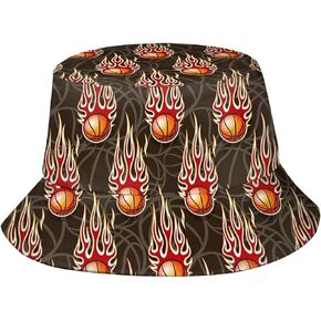 Funny Retro Basketball Pattern Bucket Hats Fashion Sun Cap Packable Outdoor Sports Fisherman Hat for Women and Men
