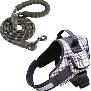 SALESX23 No Pull Dog Harness, pet, Adjustable and Black Leash Set | Soft Handle and Reflective Stripe | Small-Medium-Large and XLarge Dogs | Harness with Pocket, Easy Walk, NO Escape. (White, S)