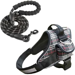 SALESX23 No Pull Dog Harness, pet, Adjustable and Black Leash Set | Soft Handle and Reflective Stripe | Small-Medium-Large and XLarge Dogs | Harness with Pocket, Easy Walk, NO Escape. (White, S) in Saudi Arabia
