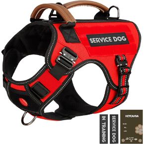 Tactical Dog Harness - HEYCAHVA Service Dog Vest Full Metal Buckles Dog Vest for Medium Large Dog Reflective No Pull Dog Harnesses Vest with Leather Handle, Hook & Loop for Hiking Training (Black, M)