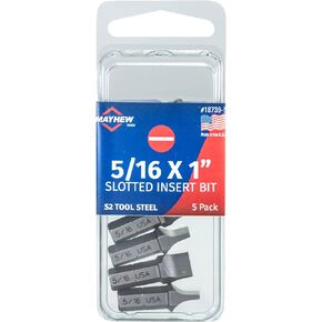 Mayhew Tools 18739-5 USA Slotted Insert Bit, 5/16 x 1", 5-Pack