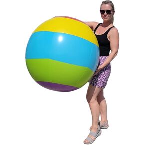 Huge 48" Colorful Beach Ball Inflate (Vinyl) Perfect for Events, Jumbo Game Prizes, Party Favors and More.