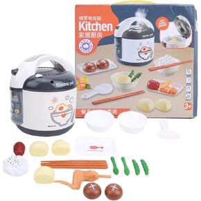 Kids Rice Cooker Toy, Kitchen Playset Pretend Play Chef Appliances Preschool Childhood Educational Toy Kitchen Fun Cuttable Food Toys(Grey)