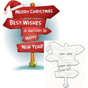 Christmas Signpost Metal Die Cuts,Christmas Cutting Dies Cut Stencils for DIY Scrapbooking Photo Decorative Embossing Paper Dies for Scrapbooking Card Making