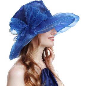 Litter Star Kentucky Derby Organza Hats Wide Brim Hat for Women - Perfect for Tea Party Bridal Church Wedding