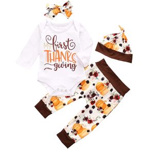 ملابس لحديثي الولادة من البنات والأولاد لعيد الشكر رومبير ديك رومي صغير للأب والأم + سروال يقطين + مجموعة ملابس عقال وقبعة in Kuwait