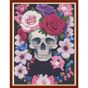 Findvoor Stamped Cross Stitch Kits for Beginners Full Range of Cross Stitching Embroidery Pattern for Kids or Adults, 11CT DIY Needlepoint Embroidery Starter Kits-Frog mushroom 15.7x19.7 inch