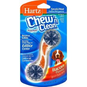Hartz Chew 'n Clean Bounce & Bite Bacon Flavored Dental Dog Chew Toy and Treat - Small/Medium