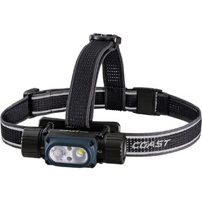 Coast WPH34R 2000 Lumen Waterproof Ultra Bright IP68 USB Rechargeable-Dual Power Headlamp, 6 Modes with Spot and Flood Beams, Blue/Black