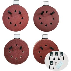 Sandpaper Organizer Hooks, Sandpaper Storage Holder Only Fit for Sanding Discs 5 Inch 8 Hole, Woodworking Tool Hooks (Excluding Sandpaper), Black, 4 Pcs