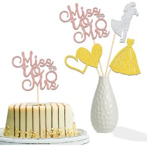 عصي مركزية من Miss to Mrs، ديكورات حفلات الزفاف، ديكور حفلات خطوبة الزفاف، أغطية طاولات Miss to Mrs مع مستلزمات حفلات العزوبية على شكل قلب وردي وذهبي وفضي وذهبي 12 قطعة in Kuwait