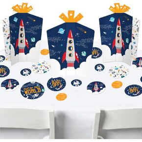 Big Dot of Happiness Blast Off to Outer Space - Rocket Ship Baby Shower or Birthday Party Decor and Confetti - Terrific Table Centerpiece Kit - Set of 30
