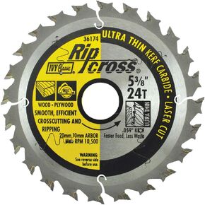 IVY Classic 36174 Ripcross 5-3/8-Inch 24 Tooth Thin Kerf Carbide Circular Saw Blade with 20mm, 10mm Arbor, 1/Card
